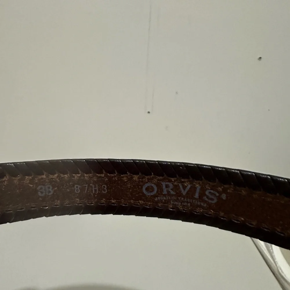 Orvis Size 38 Genuine Leather Western Theme Brown Belt Cowboy